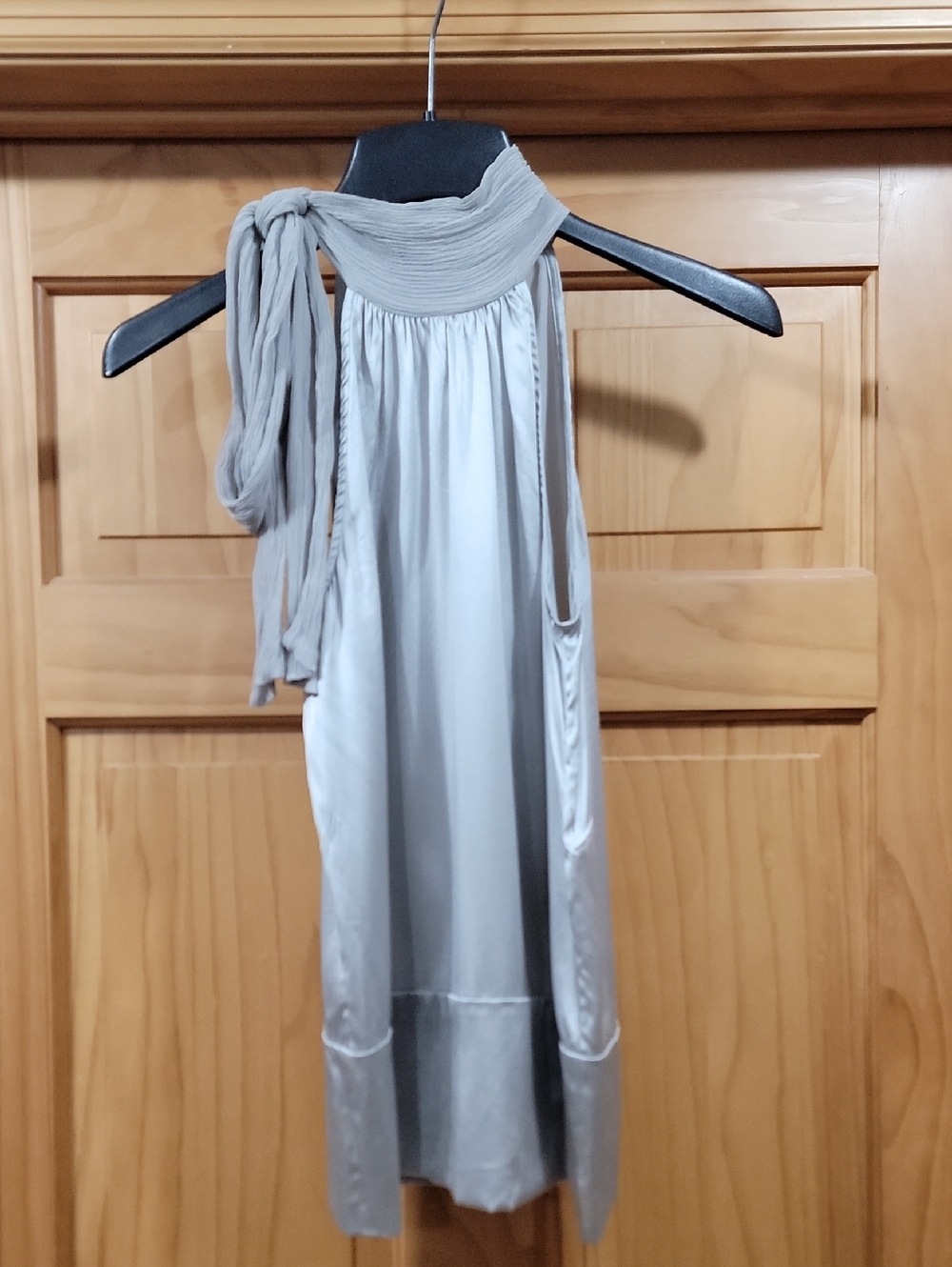 Light Gray Halter Maxi Top with Scarf Detail